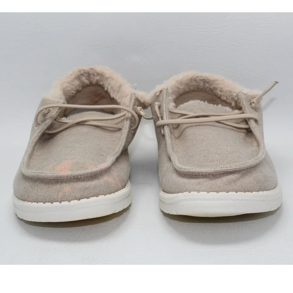Hey Dude Wendy Funk Autumn Tan Faux Fur Lined Slip On Loafers Womens 9 121931546